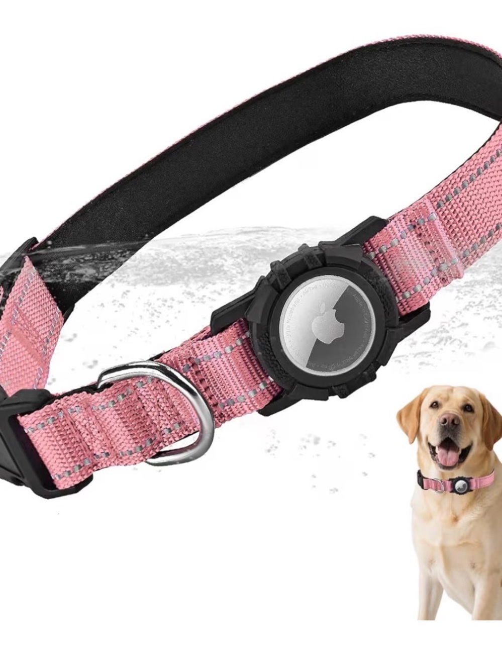 Airtag Dog Collar with Waterproof Air Tag Holder for Large Dogs M (14.5-19.7”)